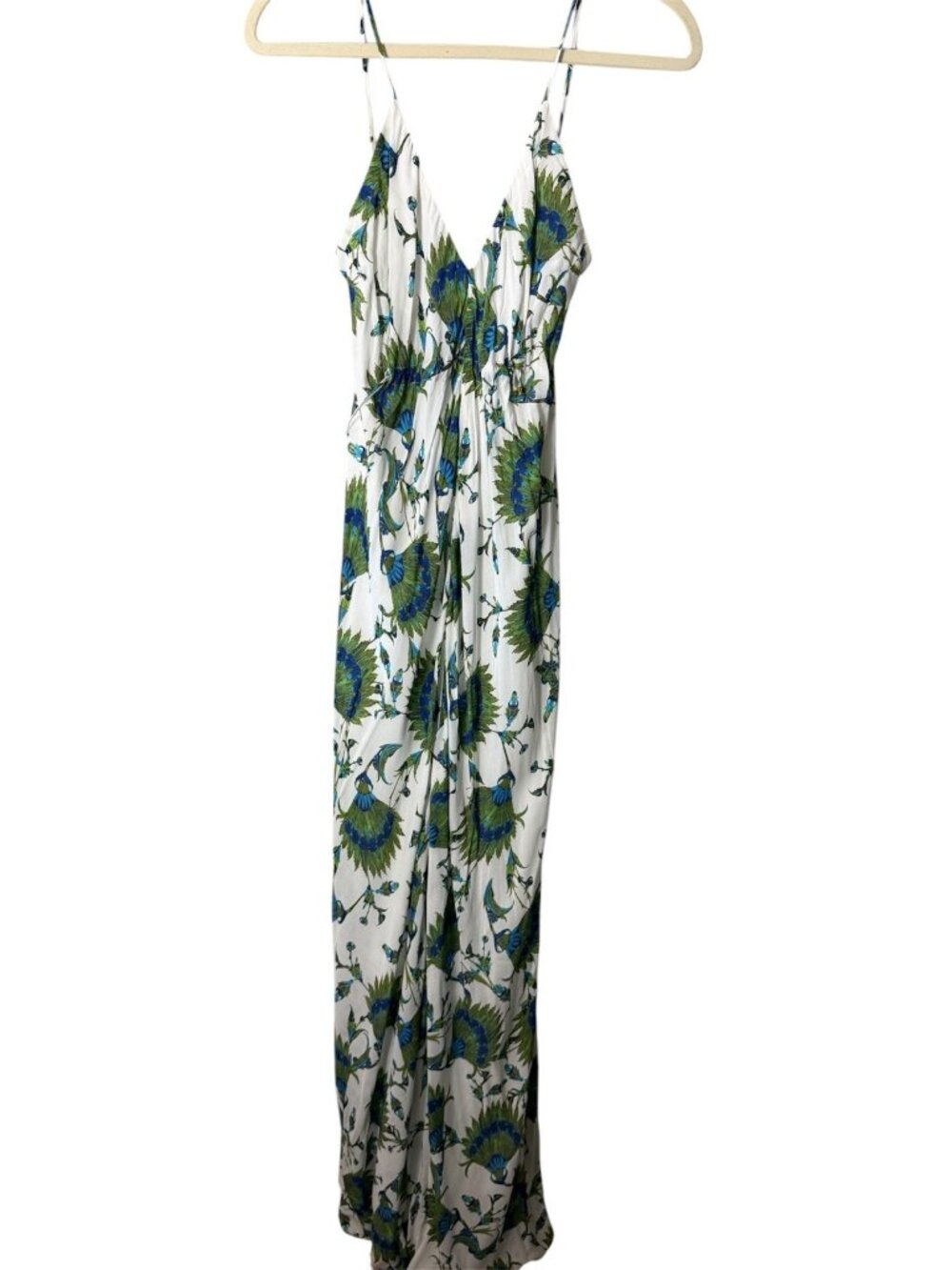 Vix Paula Hermanny Maxi Dress Womens size M Blue Green Strappy Resort Beach $248